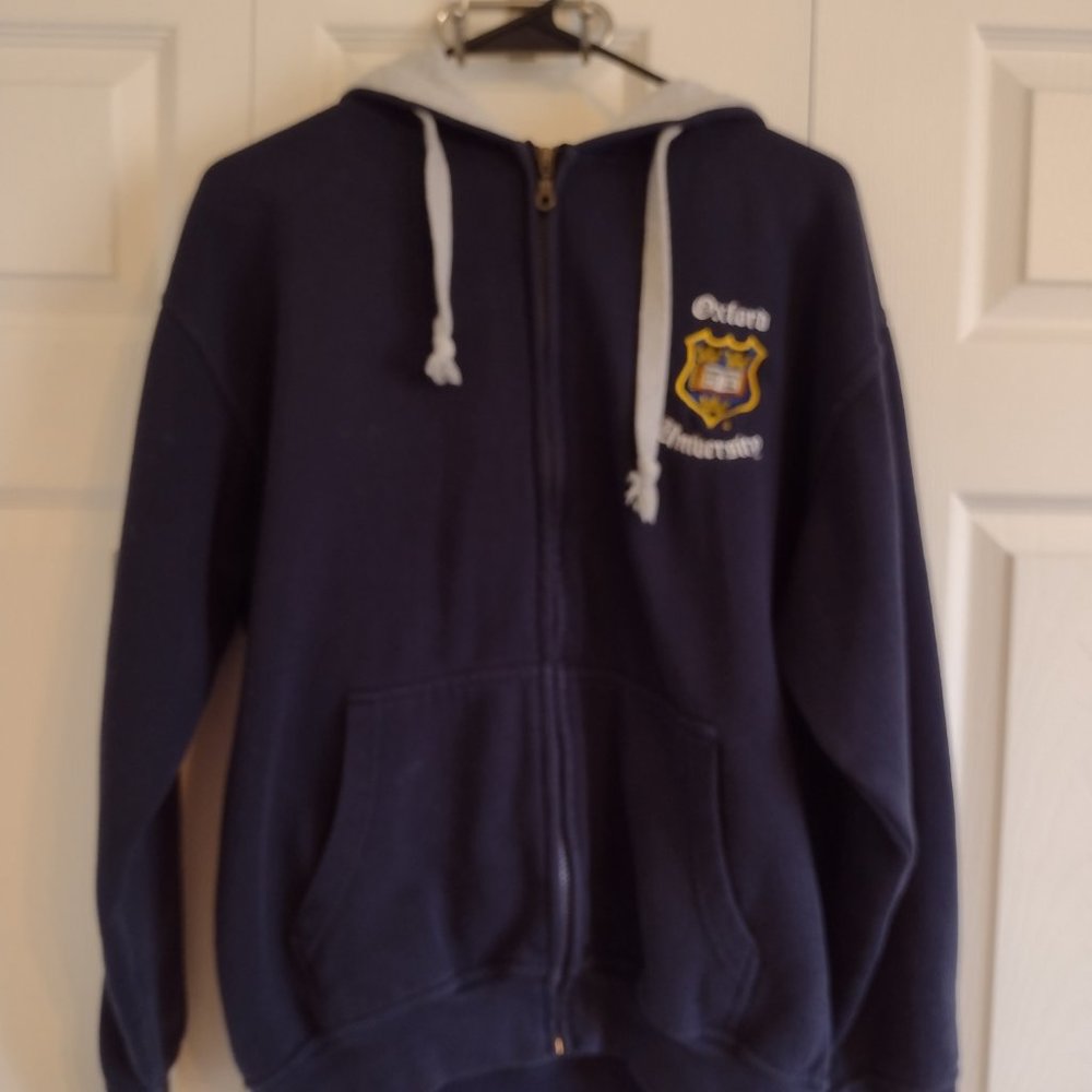 Navy and Gray Oxford University Zip Up Hoodie